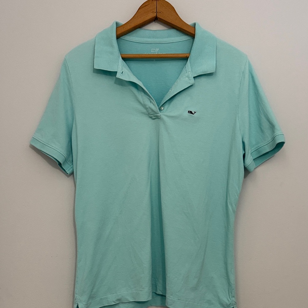 Vineyard Vines Mint/Seafoam Polo Shirt Classic Preppy Summer Size L